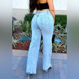 Rhinestone long pants